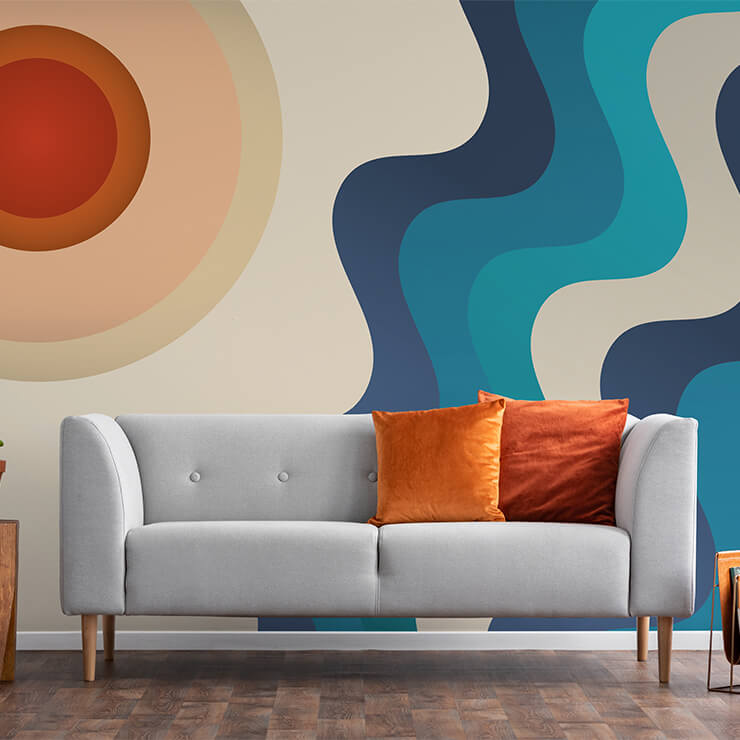 blue and orange wavy wallpaper