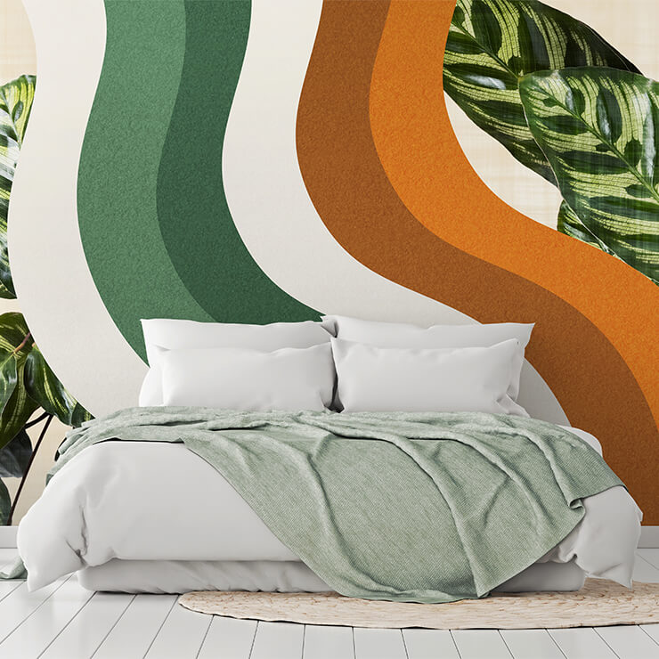 wavy green and orange wallpaper