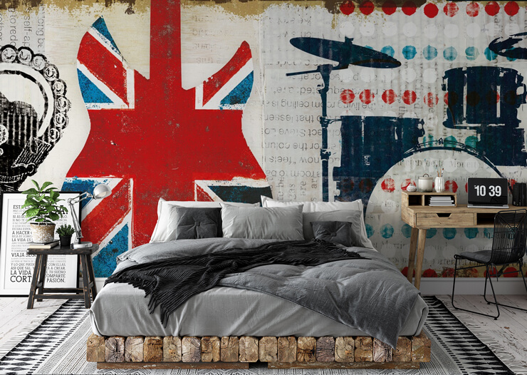 patriotic british guitar mural