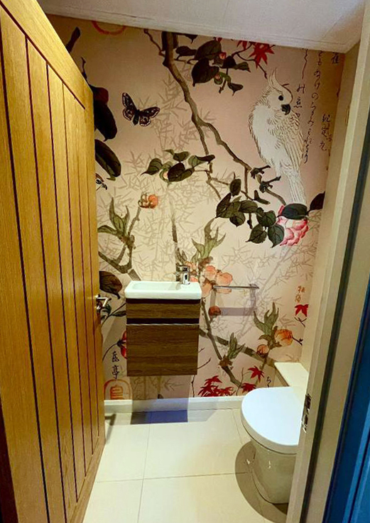 chinoiserie mural in downstairs toilet