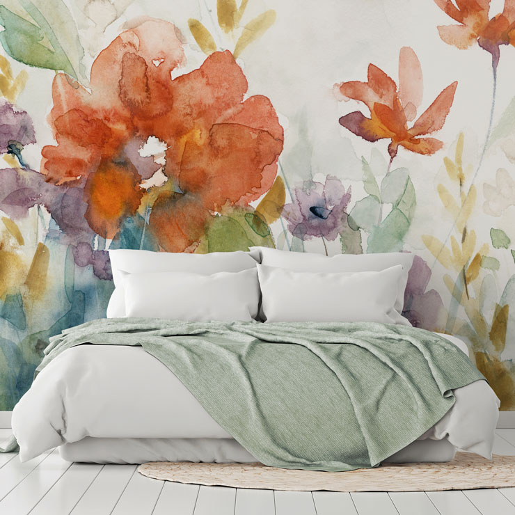maximalist floral bedroom wallpaper