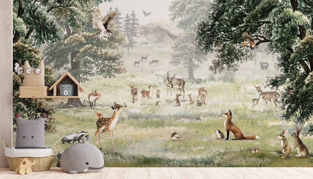 woodland animal wallpaper