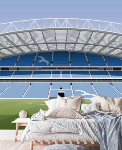 papier peint mural bleu, blanc et vert de Brighton appelé Amex Stadium Football Stadium pour enfants, adolescents et grottes pour hommes