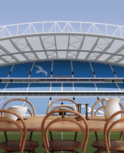 blue, white and green Brighton wallpaper mural called Amex Stadium Football Stadium for kids, teens and man caves