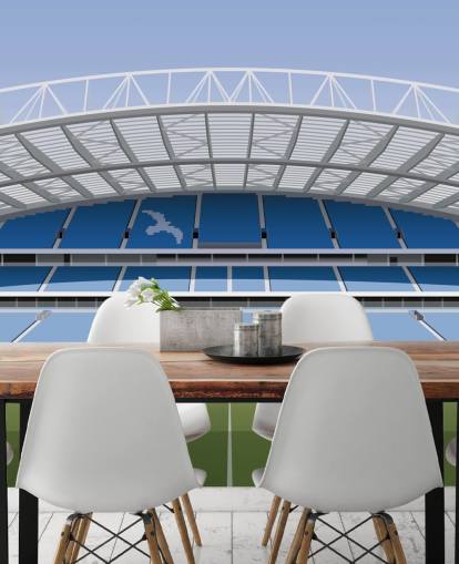 mural de papel de parede azul, branco e verde de Brighton chamado Amex Stadium Football Stadium para crianças, adolescentes e cavernas masculinas