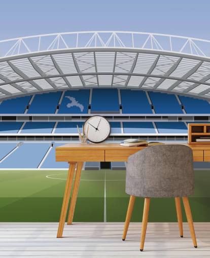 blue, white and green Brighton wallpaper mural called Amex Stadium Football Stadium for kids, teens and man caves blue, white and green Brighton wallpaper mural called Amex Stadium Football Stadium for kids, teens and man caves