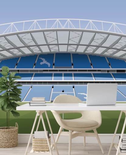 mural de papel de parede azul, branco e verde de Brighton chamado Amex Stadium Football Stadium para crianças, adolescentes e cavernas masculinas mural de papel de parede azul, branco e verde de Brighton chamado Amex Stadium Football Stadium para crianças, adolescentes e cavernas masculinas