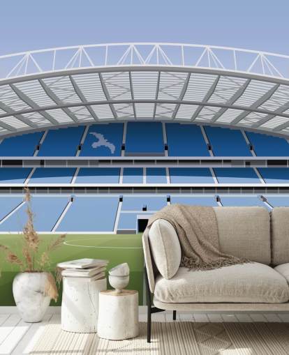 sininen, valkoinen ja vihreä Brightonin taustakuvamaalaus nimeltä Amex Stadium Football Stadium lapsille, teini-ikäisille ja miesten luolille