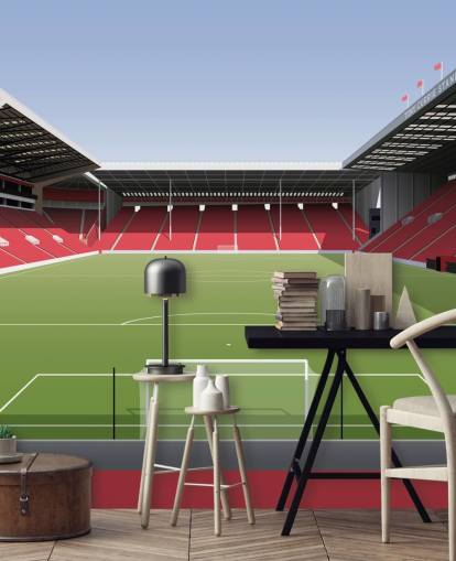 mural de papel de parede vermelho, branco e verde do Sheffield United chamado Brammall Lane Football Stadium