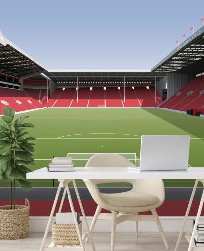 murale di carta da parati rosso, bianco e verde dello Sheffield United chiamato Brammall Lane Football Stadium