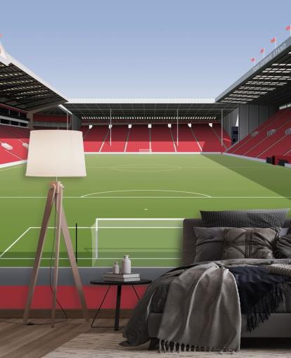 rode, witte en groene sheffield united muurschildering genaamd Brammall Lane Football Stadium