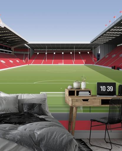 Tapeten-Wandbild von Sheffield United in Rot, Weiß und Grün mit dem Namen Brammall Lane Football Stadium