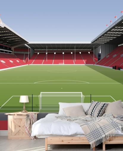rød, hvid og grøn Sheffield United tapet vægmaleri kaldet Brammall Lane Football Stadium