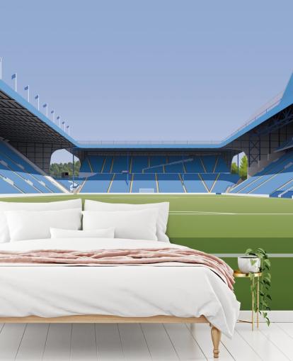 blue and green customizable Sheffield Wednesday wallpaper mural called Hillsborough Stadium Football Stadium for bedrooms