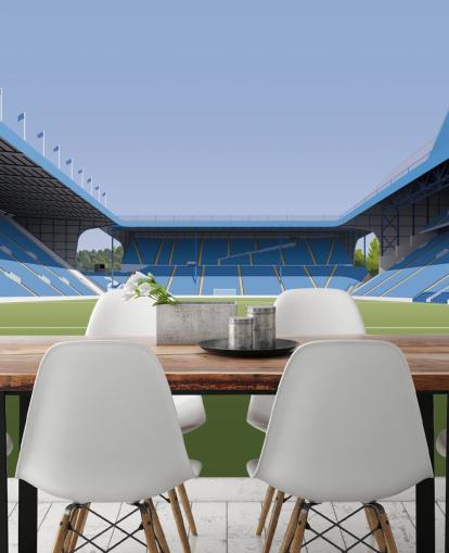sininen ja vihreä muokattava Sheffield Wednesday -taustakuvamaalaus nimeltä Hillsborough Stadium Football Stadium makuuhuoneisiin sininen ja vihreä muokattava Sheffield Wednesday -taustakuvamaalaus nimeltä Hillsborough Stadium Football Stadium makuuhuoneisiin