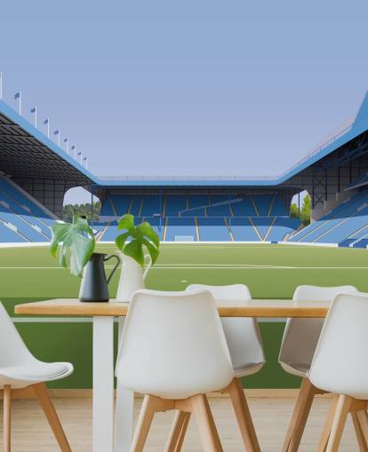 Carta da parati murale personalizzabile blu e verde dello Sheffield Wednesday chiamata Hillsborough Stadium Football Stadium per camere da letto Carta da parati murale personalizzabile blu e verde dello Sheffield Wednesday chiamata Hillsborough Stadium Football Stadium per camere da letto