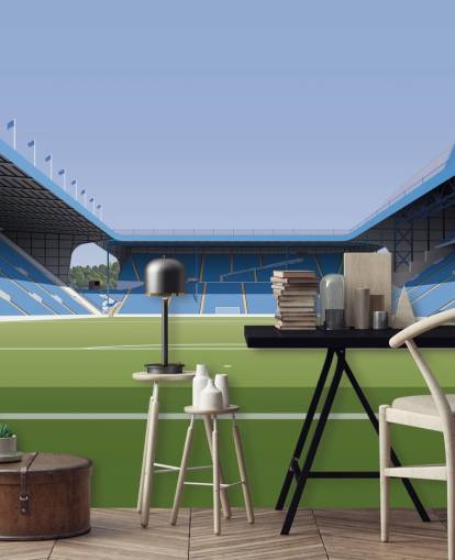blå og grøn tilpasselig Sheffield Wednesday tapetmaleri kaldet Hillsborough Stadium Football Stadium til soveværelser