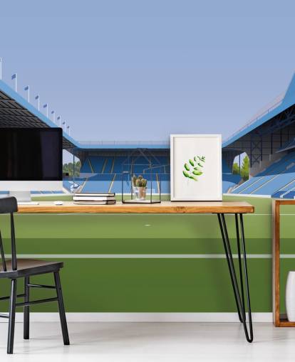 blue and green customizable Sheffield Wednesday wallpaper mural called Hillsborough Stadium Football Stadium for bedrooms