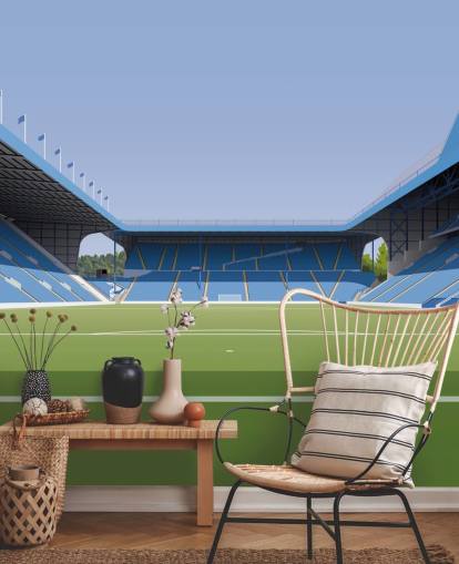 blue and green customizable Sheffield Wednesday wallpaper mural called Hillsborough Stadium Football Stadium for bedrooms