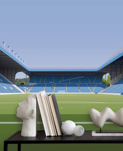 sininen ja vihreä muokattava Sheffield Wednesday -taustakuvamaalaus nimeltä Hillsborough Stadium Football Stadium makuuhuoneisiin