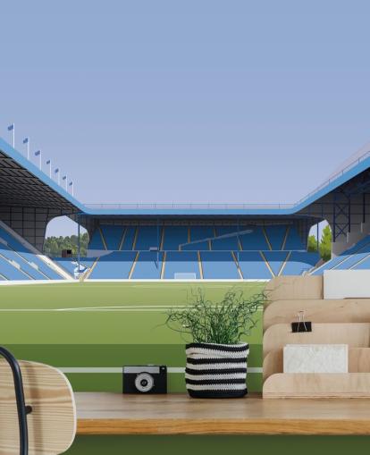 blue and green customisable Sheffield Wednesday wallpaper mural called Hillsborough Stadium Football Stadium for bedrooms