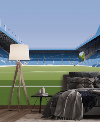 blå og grøn tilpasselig Sheffield Wednesday tapetmaleri kaldet Hillsborough Stadium Football Stadium til soveværelser blå og grøn tilpasselig Sheffield Wednesday tapetmaleri kaldet Hillsborough Stadium Football Stadium til soveværelser