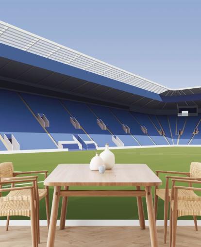 Carta da parati murale blu e verde personalizzabile del Leicester City chiamata King Power Stadium Football Stadium per camere da letto