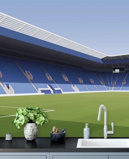 Carta da parati murale blu e verde personalizzabile del Leicester City chiamata King Power Stadium Football Stadium per camere da letto