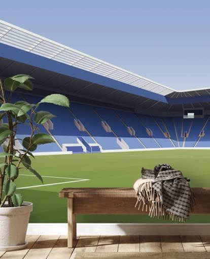 blå og grøn tilpasselig Leicester city tapetmaleri kaldet King Power Stadium Football Stadium til soveværelser
