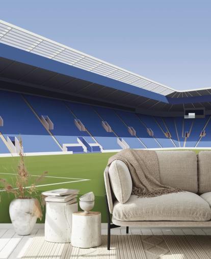 blauwe en groene aanpasbare Leicester City behangmuurschildering genaamd King Power Stadium Football Stadium voor slaapkamers blauwe en groene aanpasbare Leicester City behangmuurschildering genaamd King Power Stadium Football Stadium voor slaapkamers