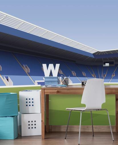 papier peint mural personnalisable bleu et vert de Leicester City appelé King Power Stadium Football Stadium pour chambres