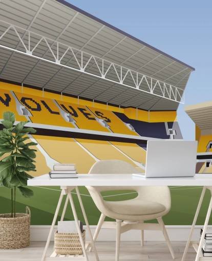 papier peint mural orange, noir et vert des Wolverhampton Wanderers appelé Molineux Stadium Football Stadium