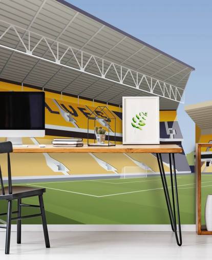 oransje, svart og grønt wolverhampton wanderers tapetmaleri kalt Molineux Stadium Football Stadium