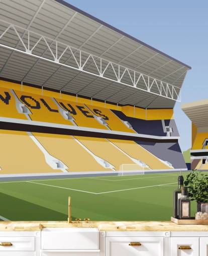 orange, sort og grøn wolverhampton wanderers tapetmaleri kaldet Molineux Stadium Football Stadium