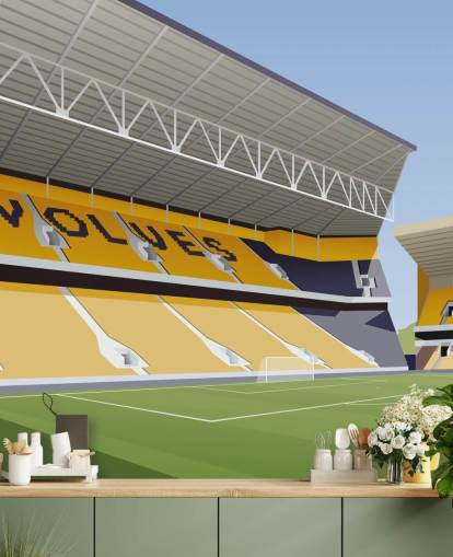 mural de papel de parede laranja, preto e verde do wolverhampton wanderers chamado Molineux Stadium Football Stadium mural de papel de parede laranja, preto e verde do wolverhampton wanderers chamado Molineux Stadium Football Stadium
