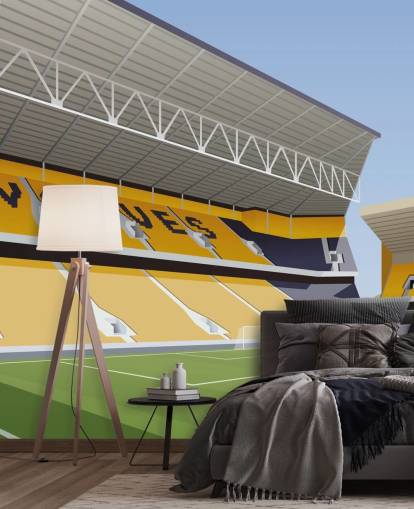 oransje, svart og grønt wolverhampton wanderers tapetmaleri kalt Molineux Stadium Football Stadium