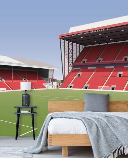papier peint mural personnalisable rouge et vert d'Aberdeen appelé « Citdrie Stadium Football Stadium » pour les chambres