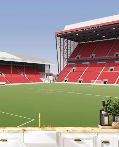 papier peint mural personnalisable rouge et vert d'Aberdeen appelé « Citdrie Stadium Football Stadium » pour les chambres