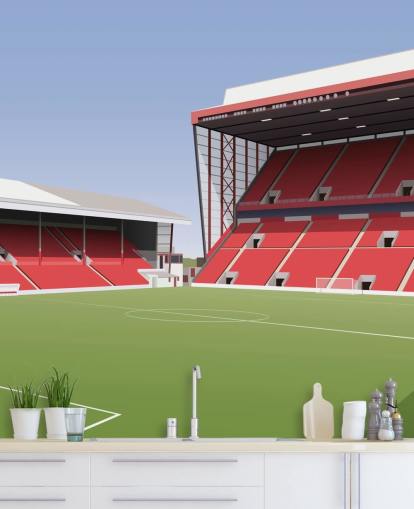 red and green customisable Aberdeen wallpaper mural called Pittodrie Stadium Football Stadium for bedrooms red and green customisable Aberdeen wallpaper mural called Pittodrie Stadium Football Stadium for bedrooms
