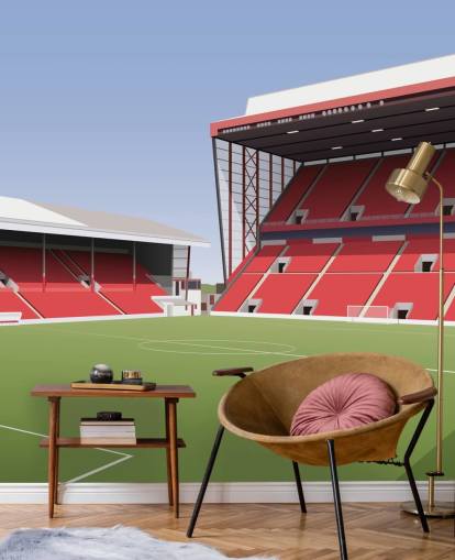 papier peint mural personnalisable rouge et vert d'Aberdeen appelé « Citdrie Stadium Football Stadium » pour les chambres