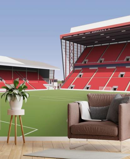red and green customisable Aberdeen wallpaper mural called Pittodrie Stadium Football Stadium for bedrooms red and green customisable Aberdeen wallpaper mural called Pittodrie Stadium Football Stadium for bedrooms