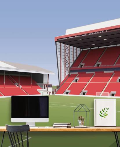 Rot-grüne personalisierbare Aberdeen-Tapete namens Pittodrie Stadium Football Stadium für Schlafzimmer
