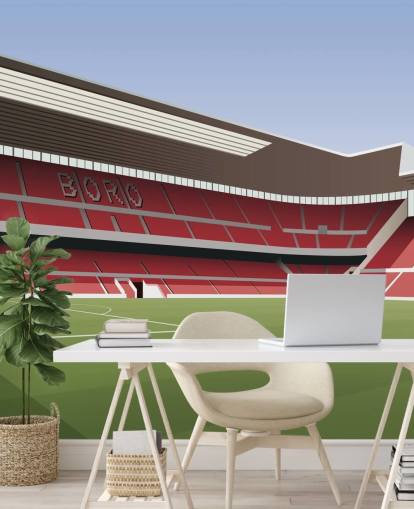 mural de papel pintado rojo y verde de Middlesbrough llamado Riverside Stadium Football Stadium para dormitorios