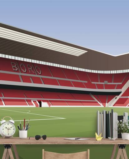 mural de papel pintado rojo y verde de Middlesbrough llamado Riverside Stadium Football Stadium para dormitorios