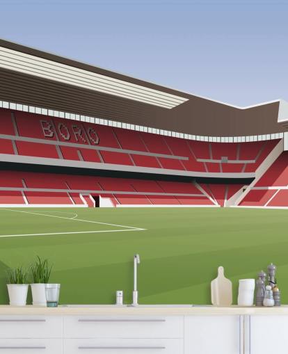 mural de papel de parede vermelho e verde de Middlesbrough chamado Riverside Stadium Football Stadium para quartos