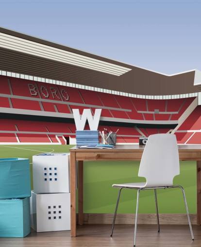 mural de papel pintado rojo y verde de Middlesbrough llamado Riverside Stadium Football Stadium para dormitorios