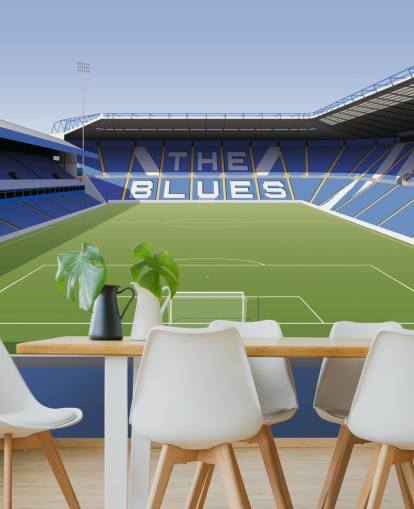 blå, hvid og grøn tilpasselig Birmingham City tapetmaleri kaldet St Andrew's Football Stadium til soveværelser blå, hvid og grøn tilpasselig Birmingham City tapetmaleri kaldet St Andrew's Football Stadium til soveværelser