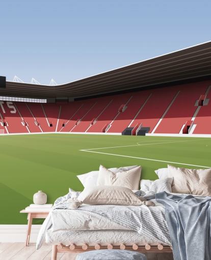 mural de papel pintado personalizable rojo, blanco y verde de Southampton llamado Estadio de fútbol St Mary's Stadium para dormitorios