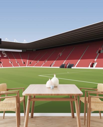 rød, hvid og grøn tilpasselig Southampton tapetmaleri kaldet St Mary's Stadium Football Stadium til soveværelser