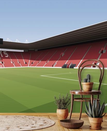 mural de papel pintado personalizable rojo, blanco y verde de Southampton llamado Estadio de fútbol St Mary's Stadium para dormitorios